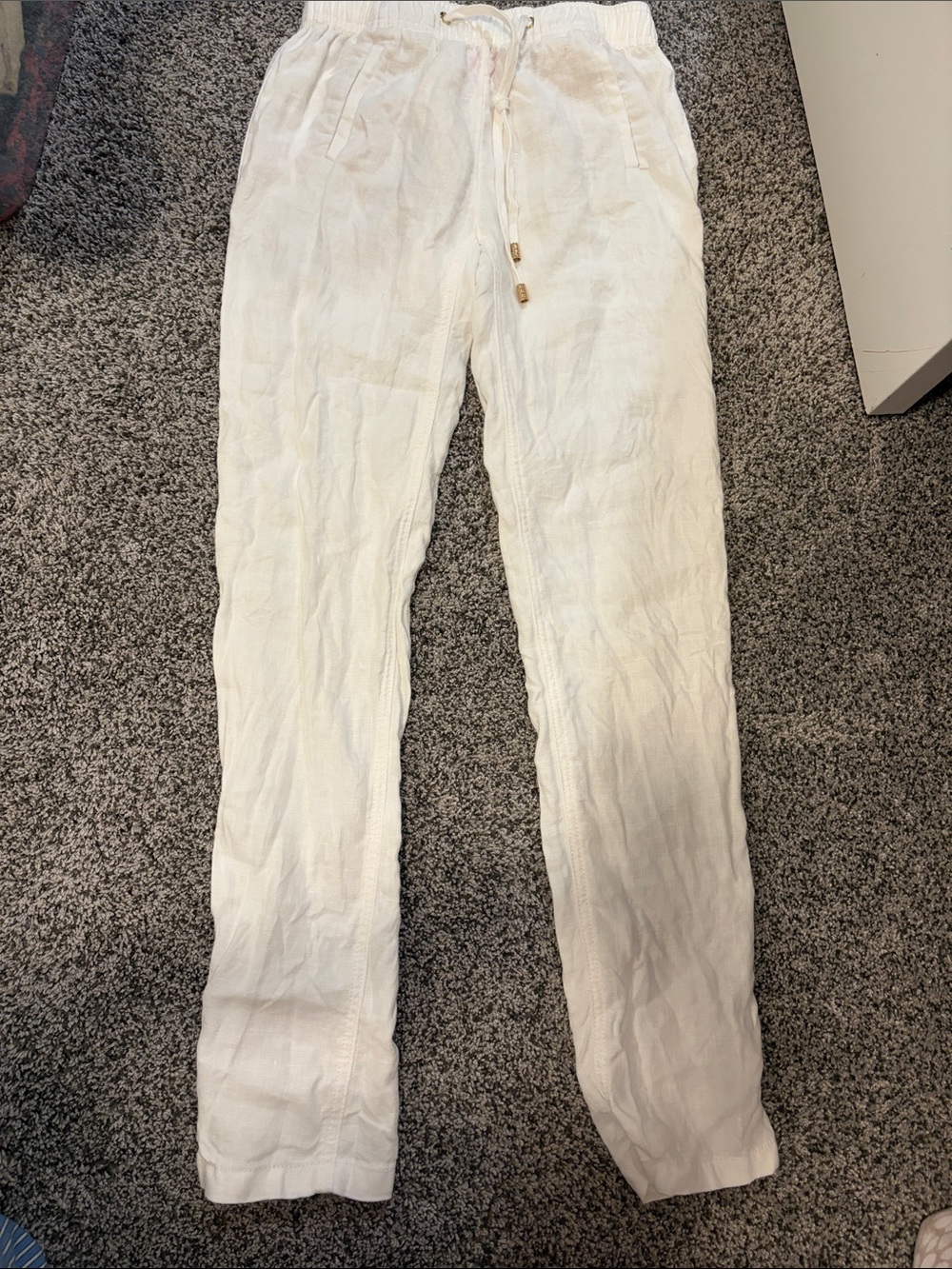 Lilly Pulitzer Taron White Drawstring Linen-Blend Pants XXS